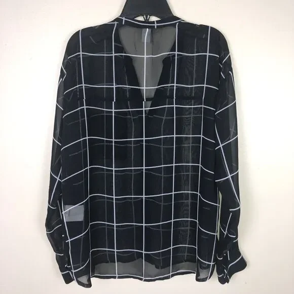 Old Navy Sheer Tops S Long Sleeves Popover Neck Bundle Black White Burgundy Red - Picture 6 of 11